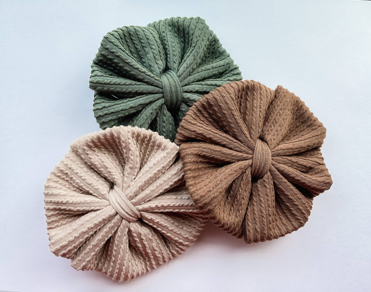 Neutral Messy Baby Bow Headband: Moss