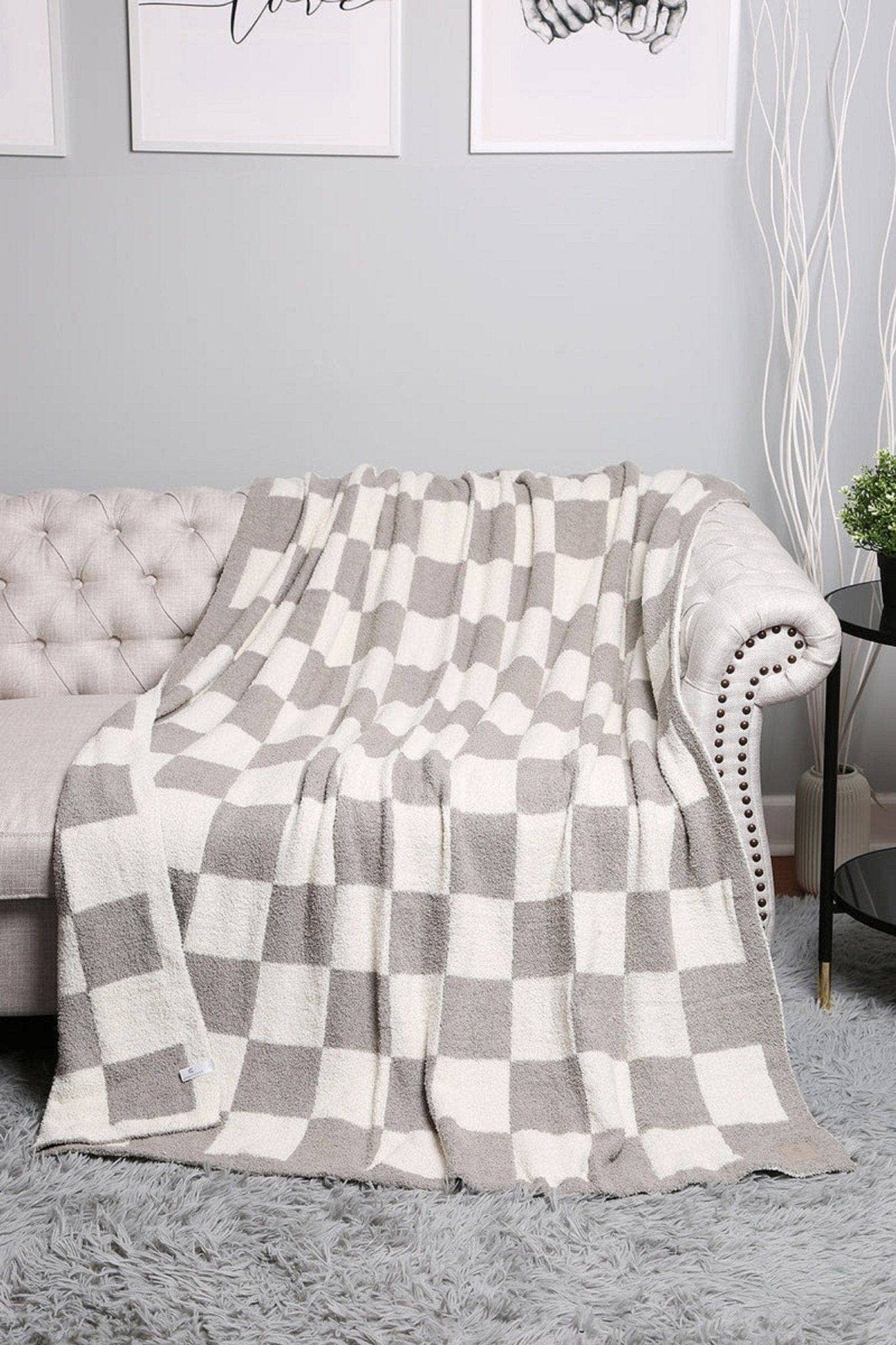 Super Lux Checkered Throw Blanket | Gray