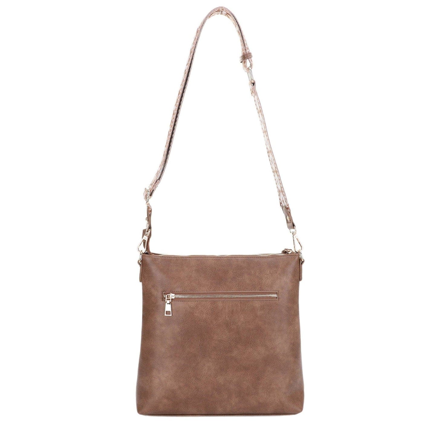 Yeni Double Front Zip Crossbody Bag With Guitar Strap | Black