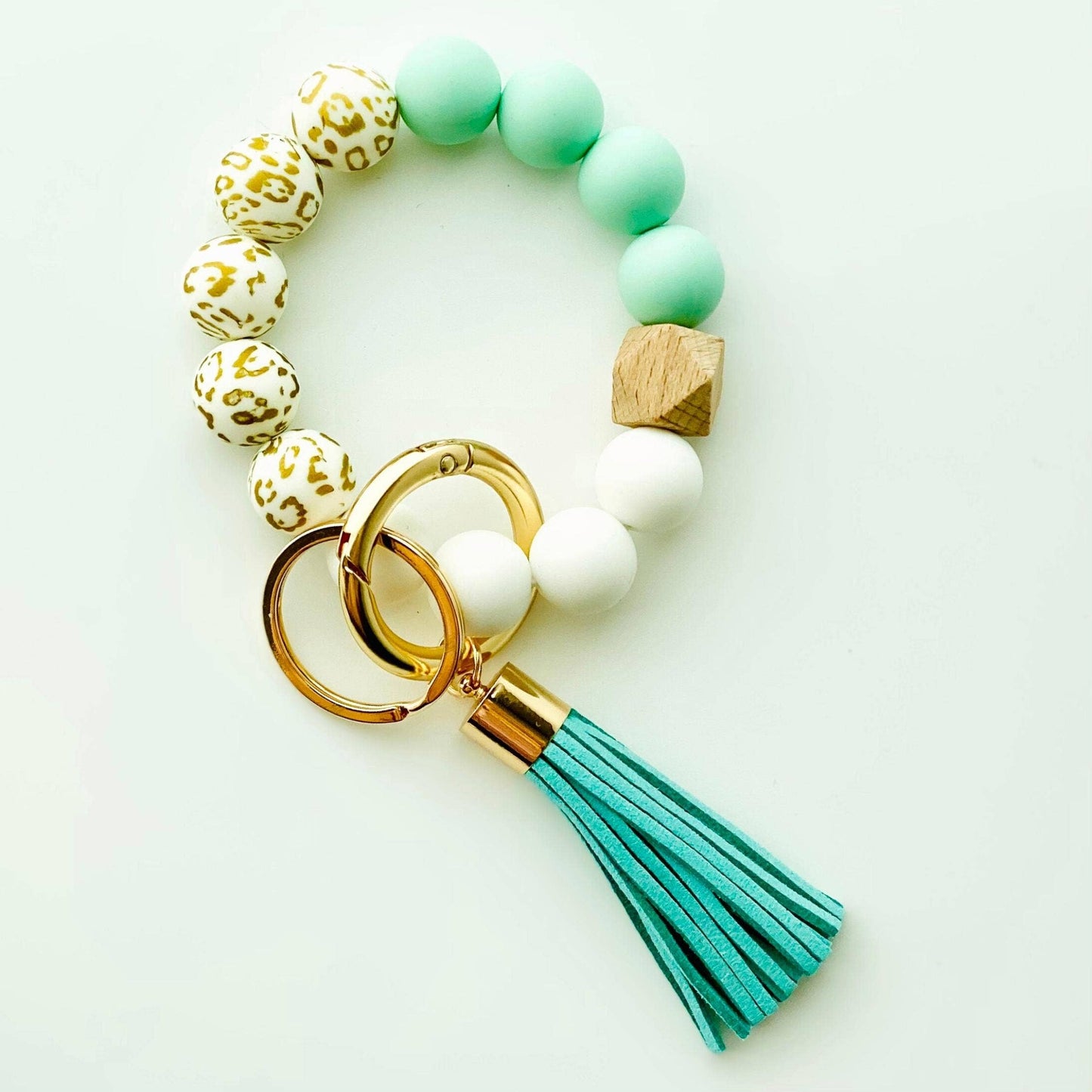 Bangle Keychain | Silicone Wristlet Key Ring | Bead Bracelet: Lavender Purple