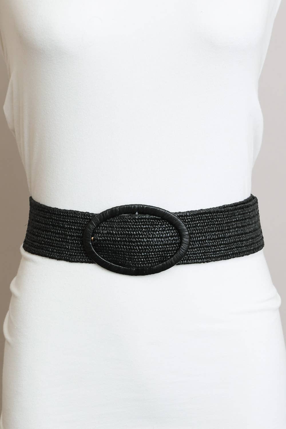 Raffia Oval Buckle Belt | Tan