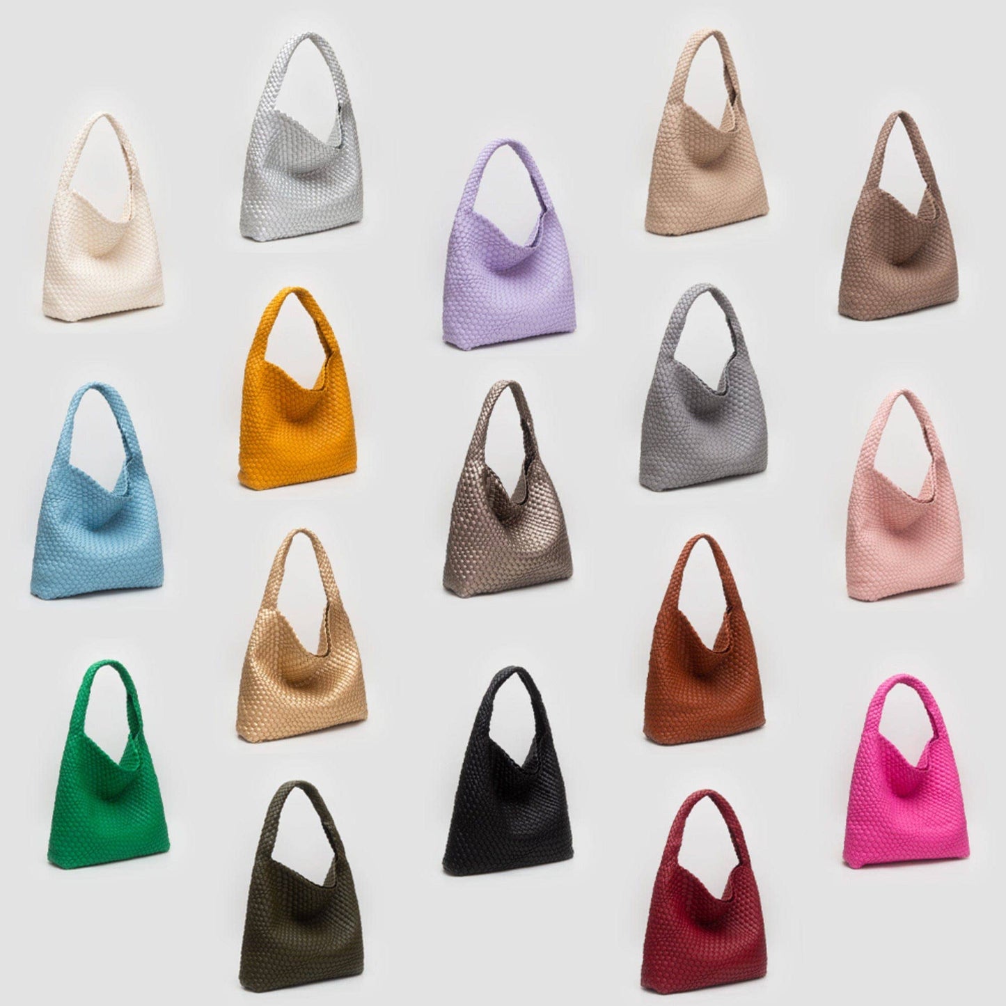 Tiara Woven Hobo Tote Bag With Pouch | Gray