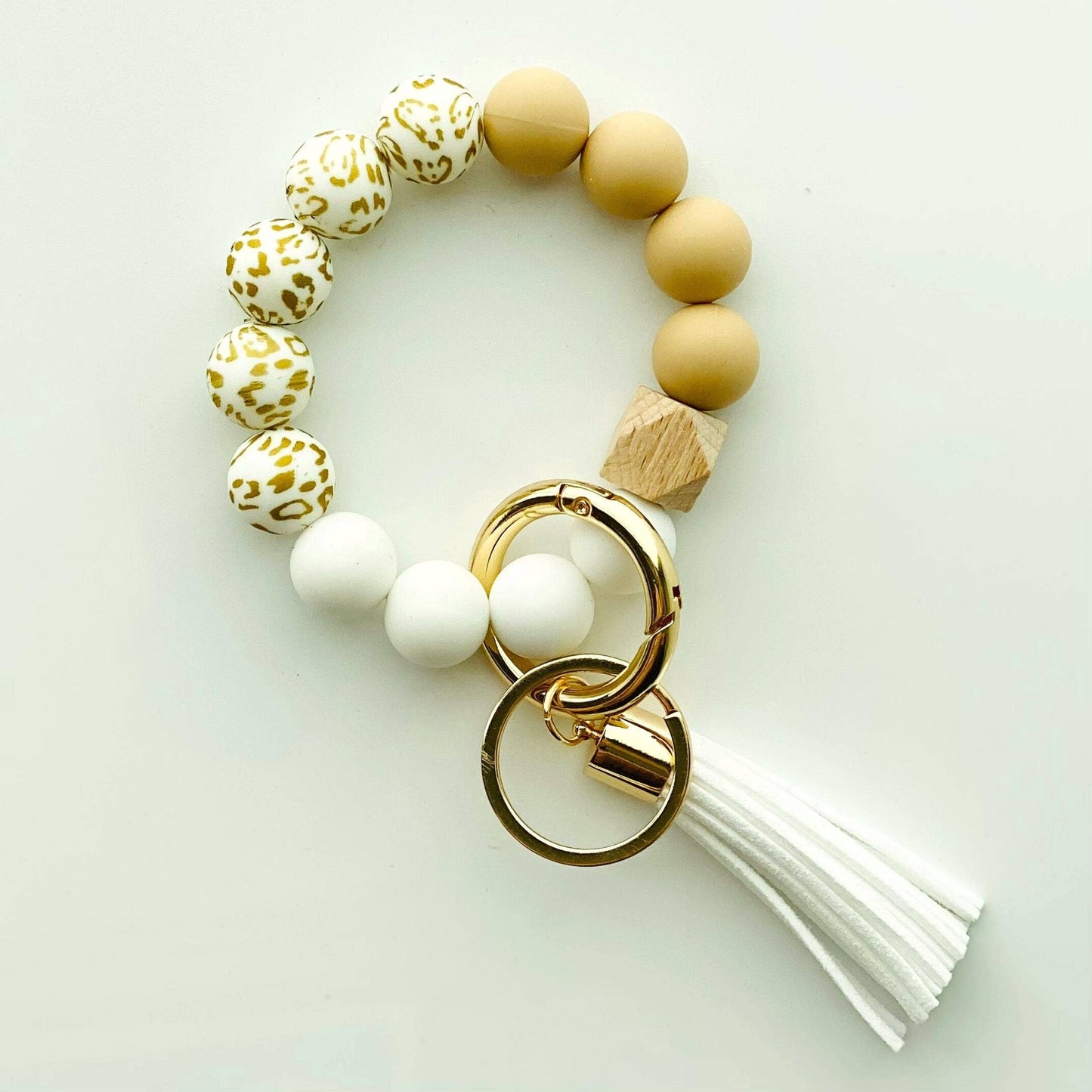 Bangle Keychain | Silicone Wristlet Key Ring | Bead Bracelet: Marble