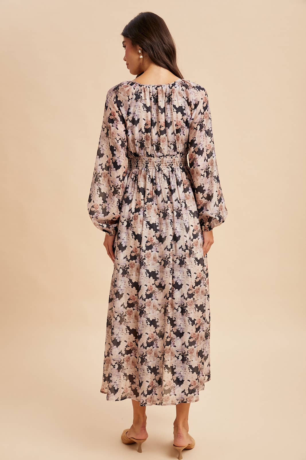 Eliana Floral Smocked Button Down Maxi Dress