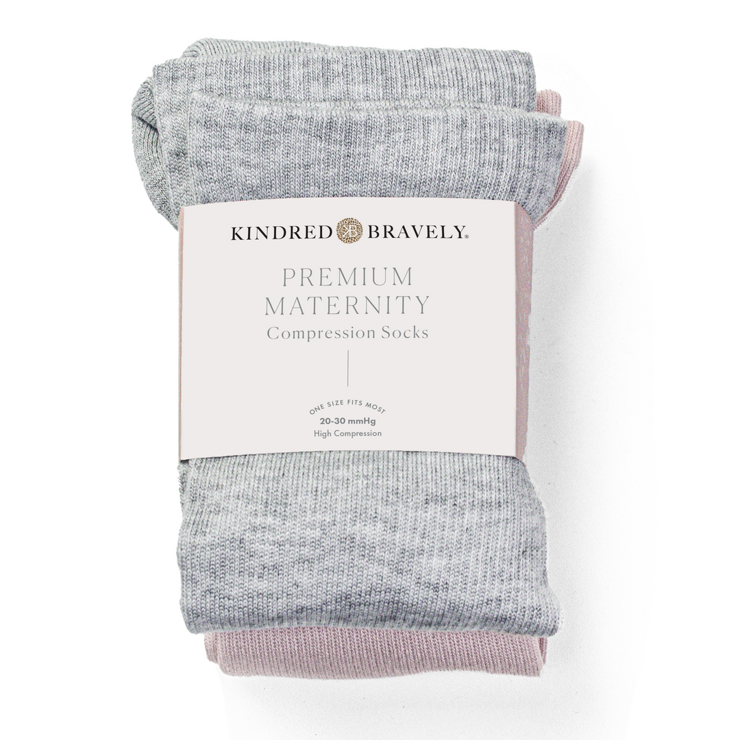 Kindred Bravely Maternity & Postpartum Compression Socks 2 Pack | Pink & Grey Heather