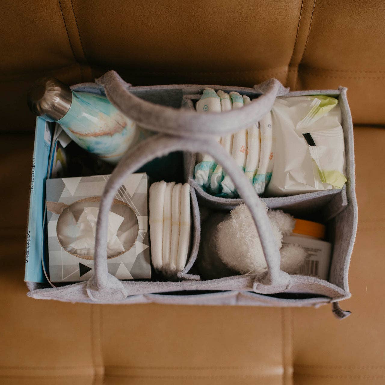 Diaper Caddy in Gray: Large (16 x 10 x 7")