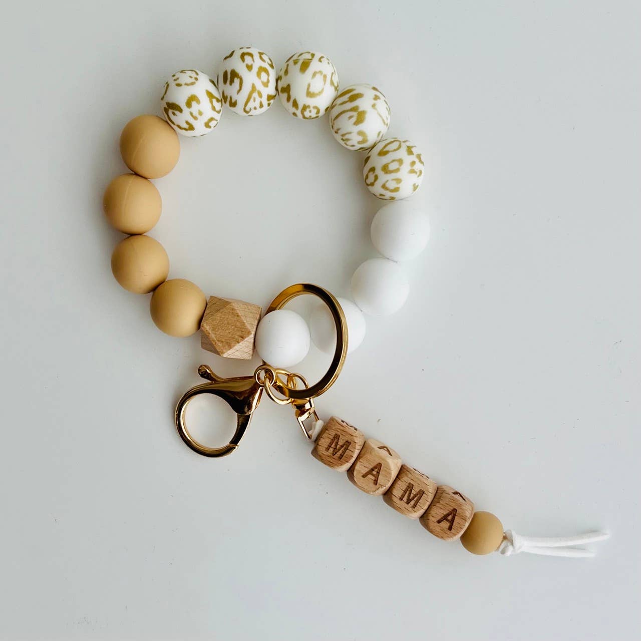 MAMA Bangle Keychain Silicone Wristlet Keyring Bead Bracelet: MAMA Plum