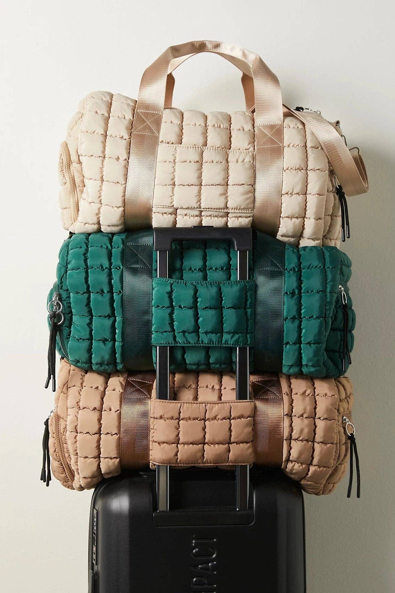 Quilted Puffer Weekender/Duffel Bag | Taupe