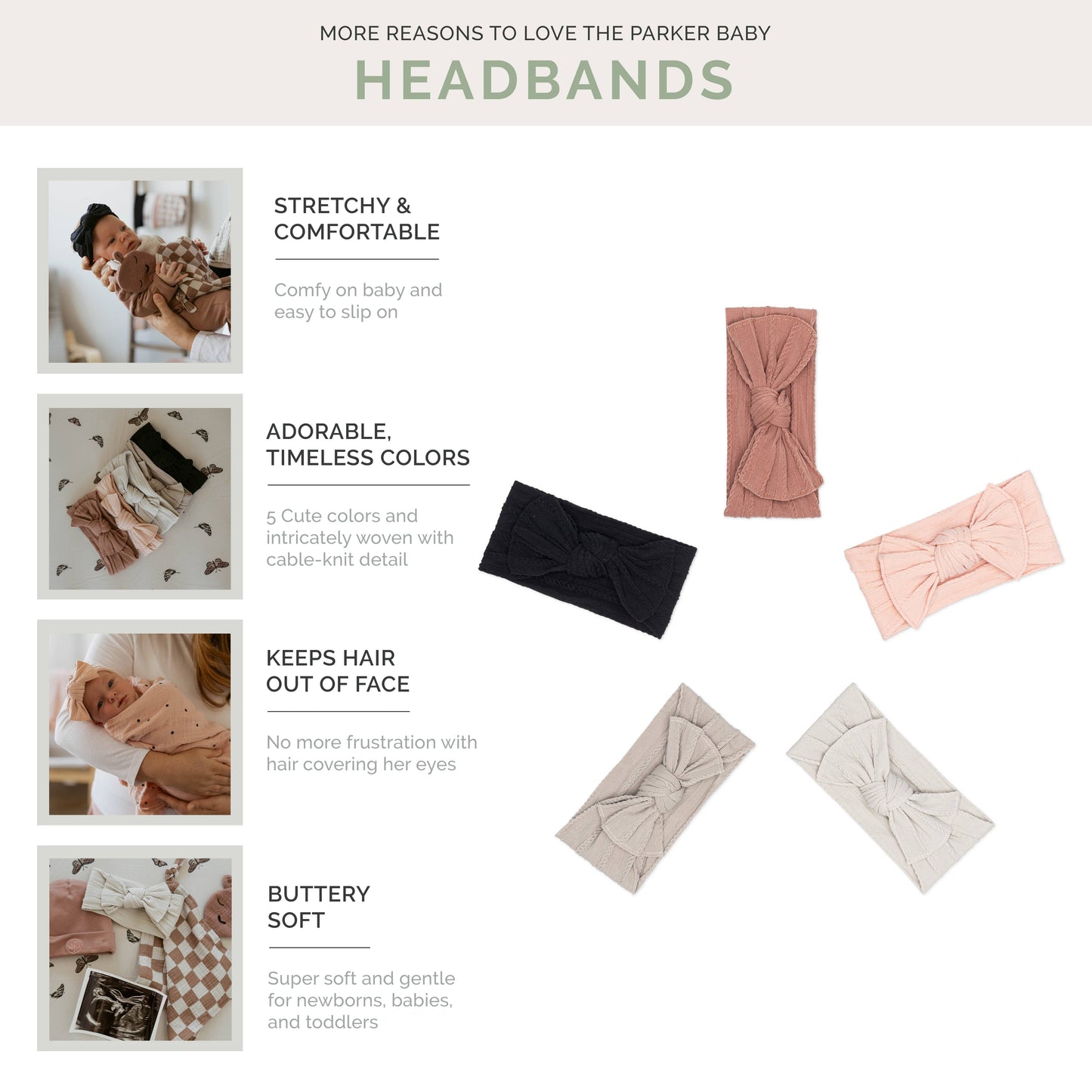 Cable Knit Knotted Headbands (5 Pack) | Rosewood Set