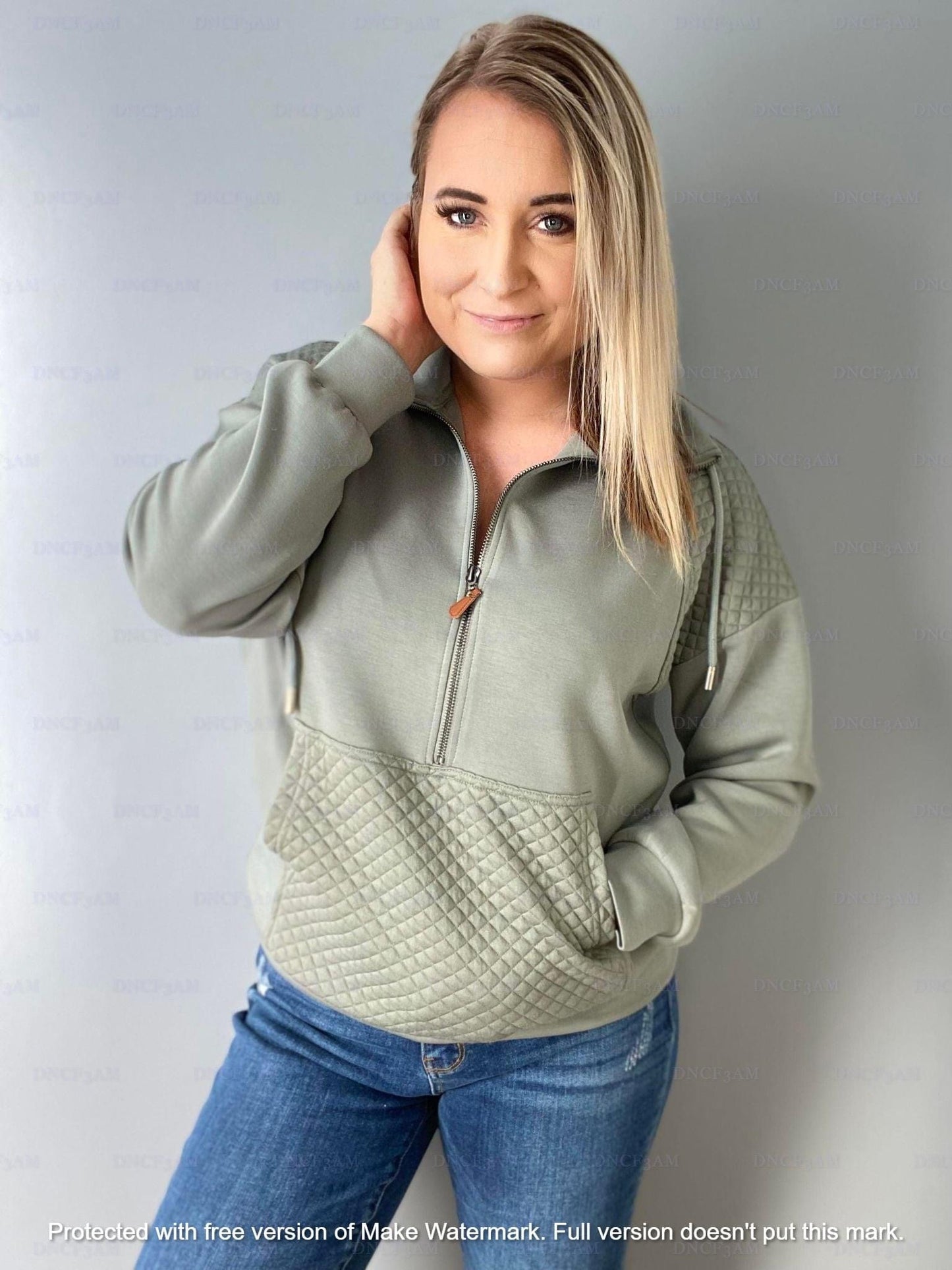 Quinn Quilted Half Zip Pullover - Black