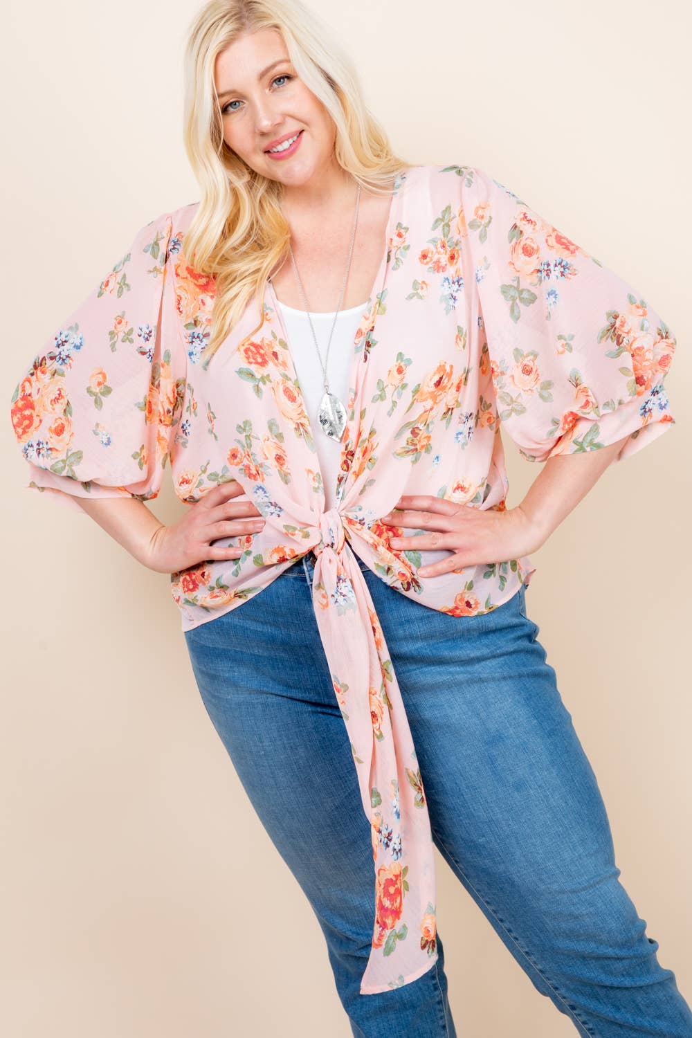 Blush Floral Kimono - Plus