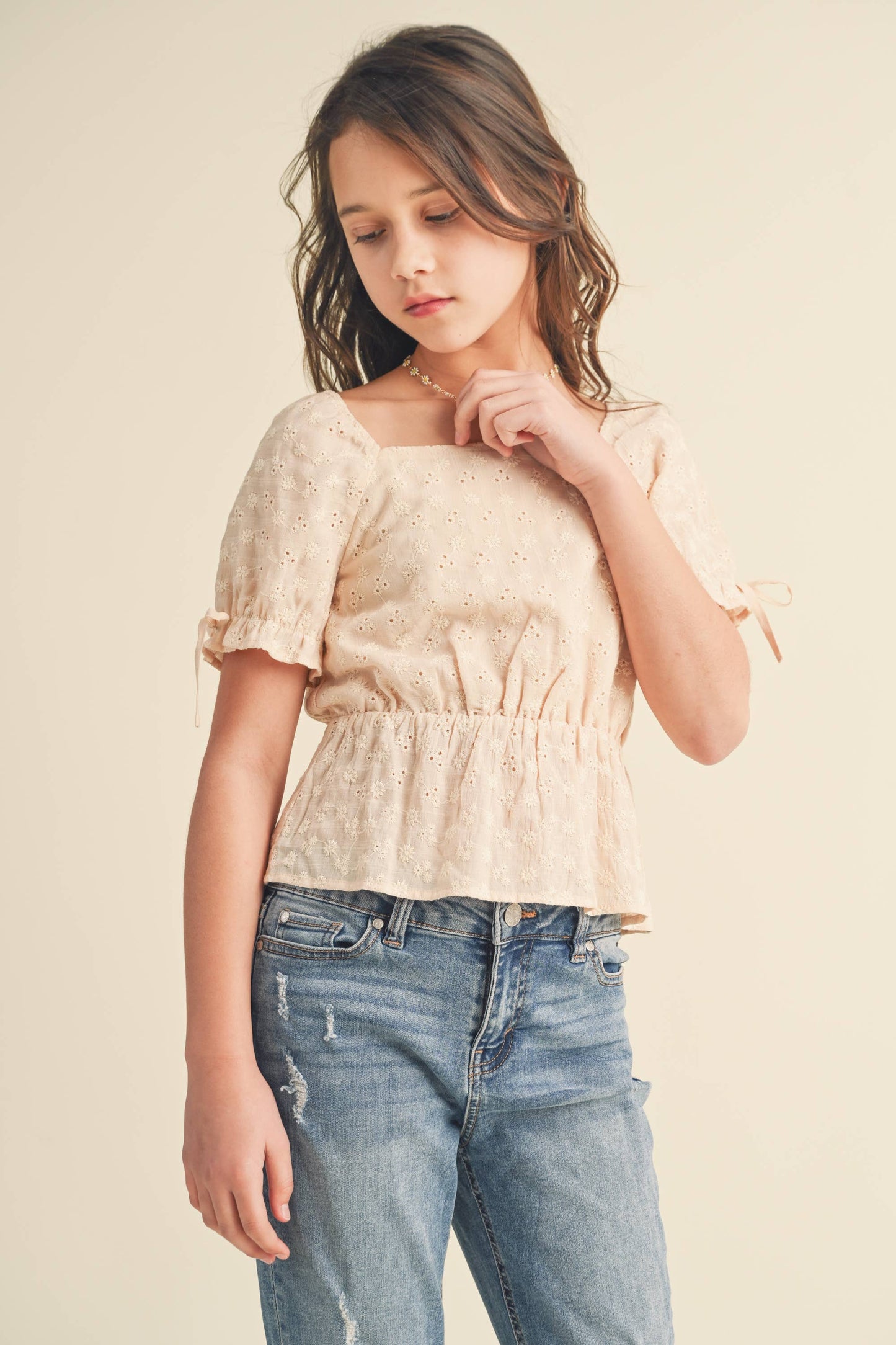 Kit Eyelet Peplum Top