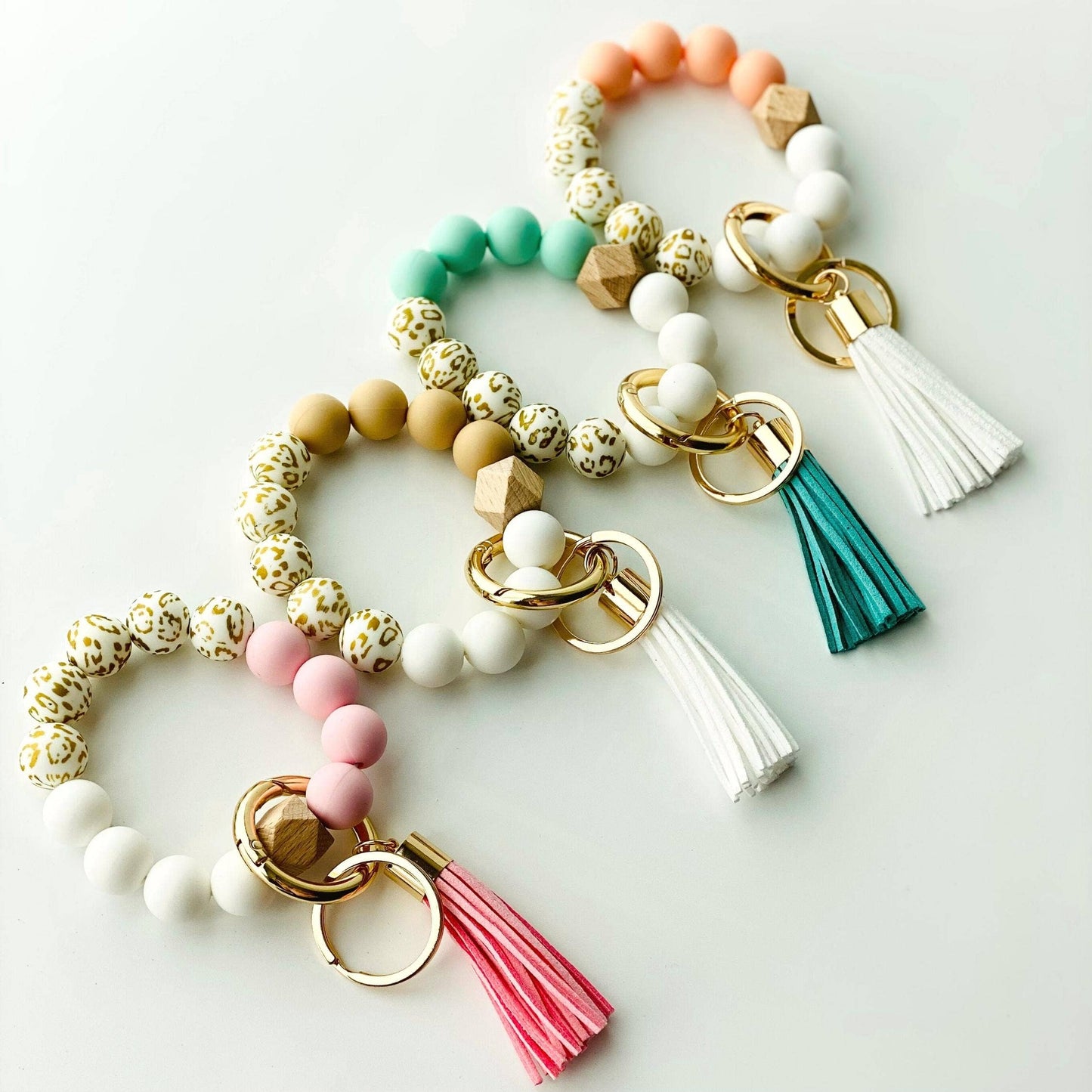 Bangle Keychain | Silicone Wristlet Key Ring | Bead Bracelet: Marble