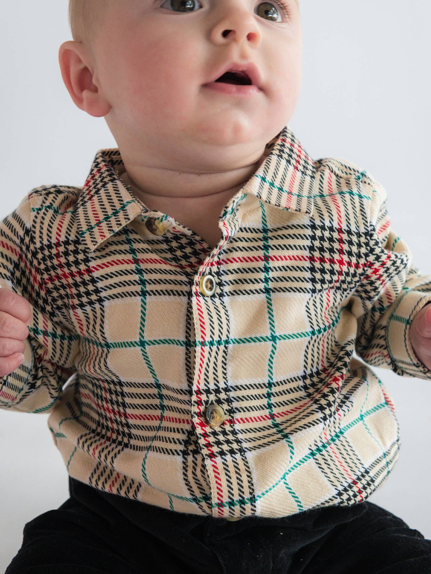 Baby Boys Tannen Plaid Long Sleeve Button Down Bodysuit