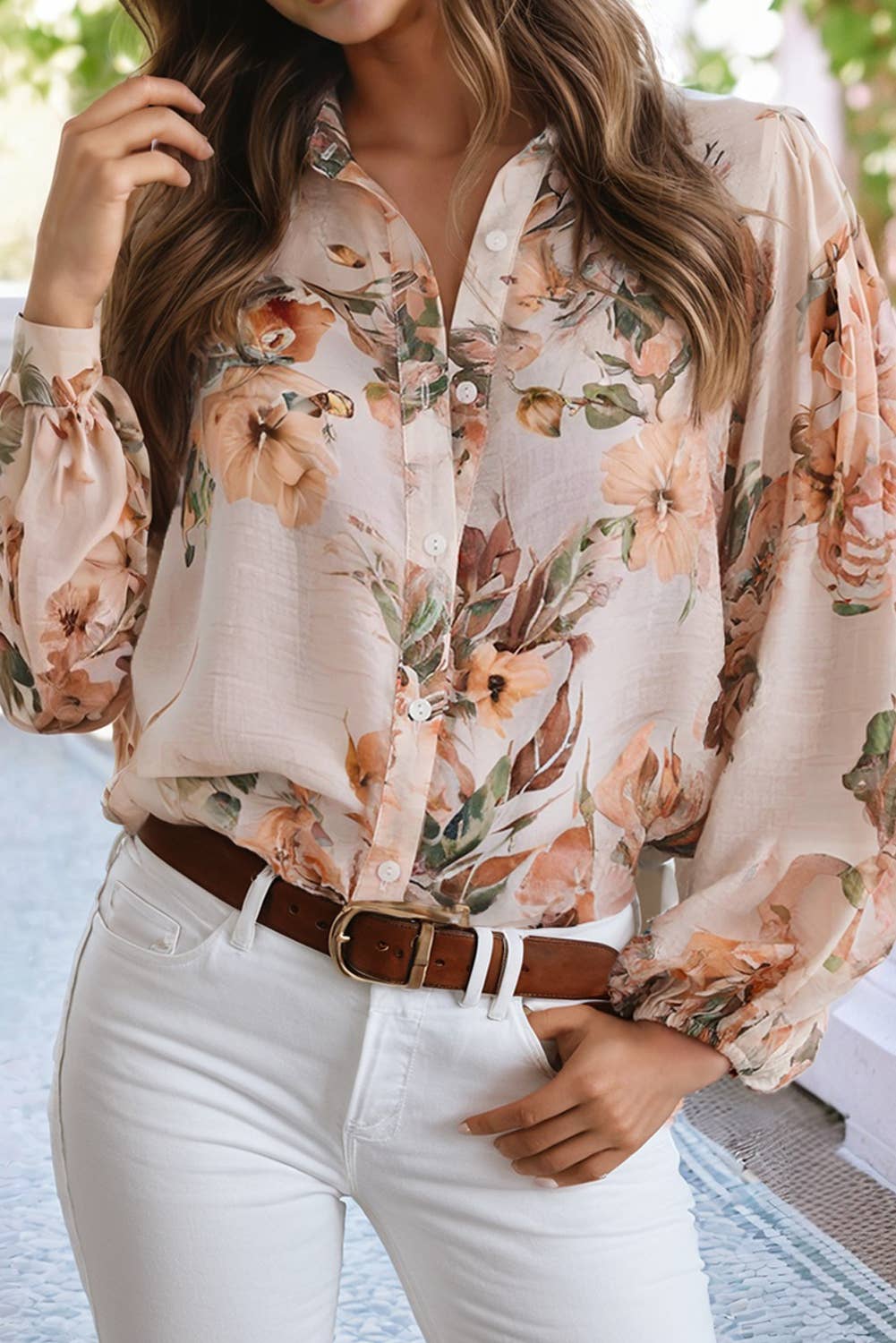 Franny Floral Puff Sleeve Lightweight Blouse