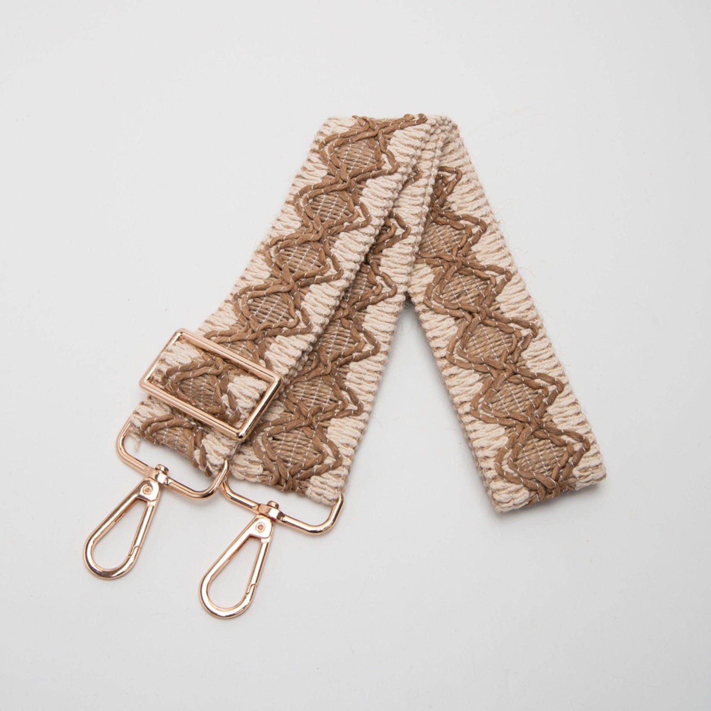 Wave Pattern Straw Guitar Strap | Beige Pink