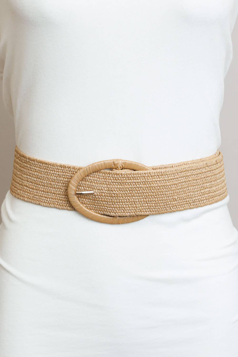 Raffia Oval Buckle Belt - Eco Chic | Natural