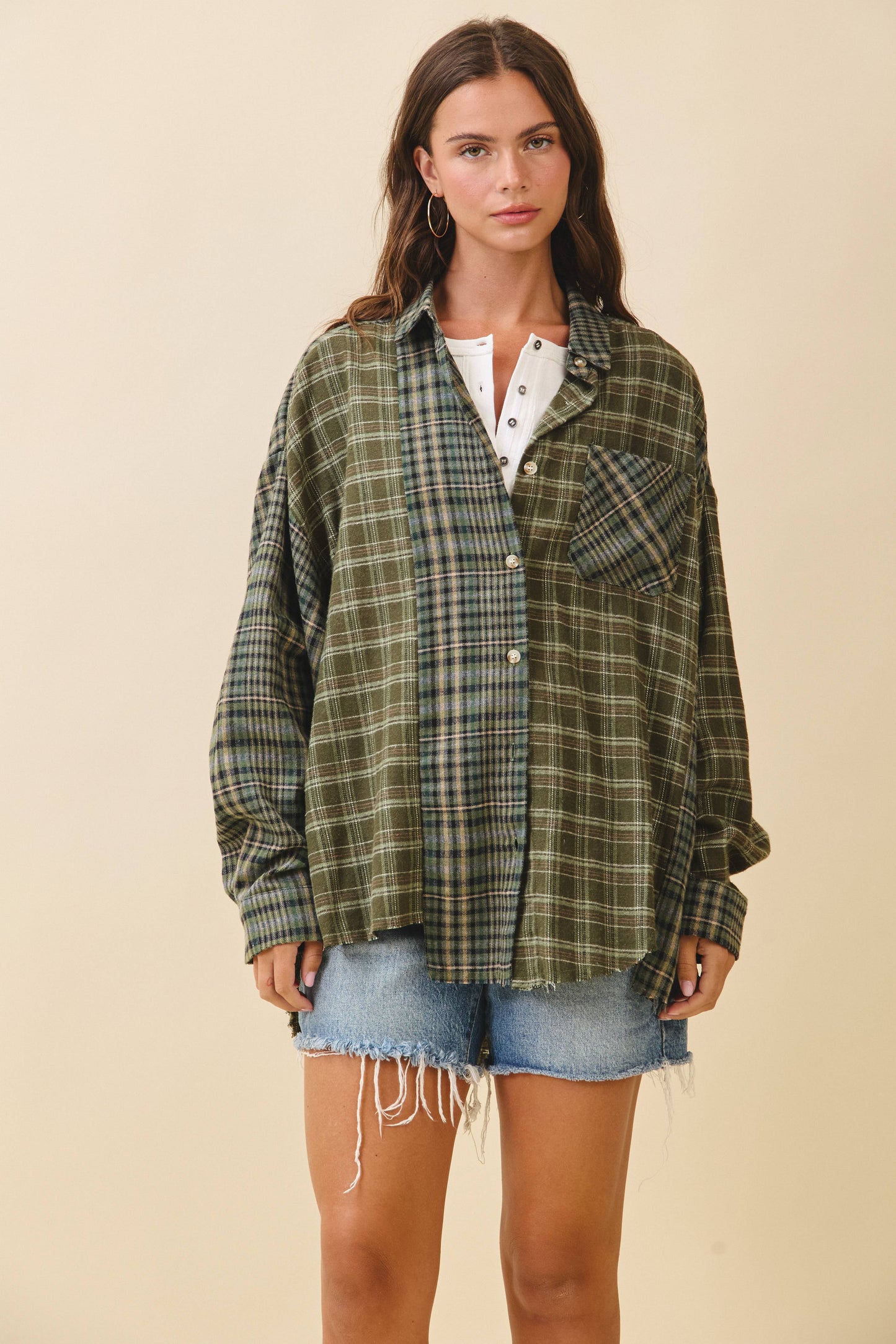 Kambrie Plaid Flannel Shirt | Olive