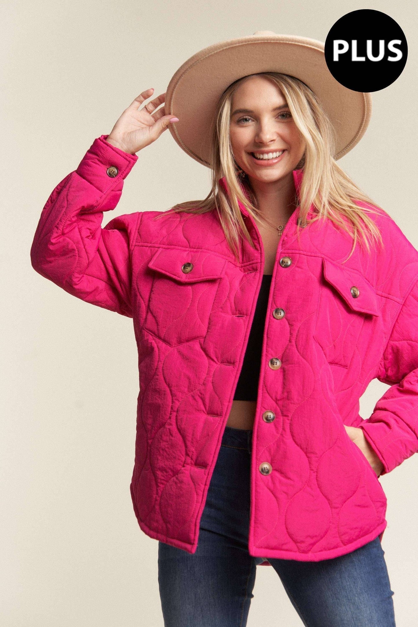 Kessa Plus Size Puffer Jacket | Light Mocha