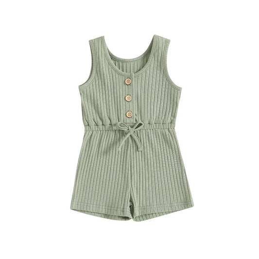 Mona Ribbed Knit Romper - Green