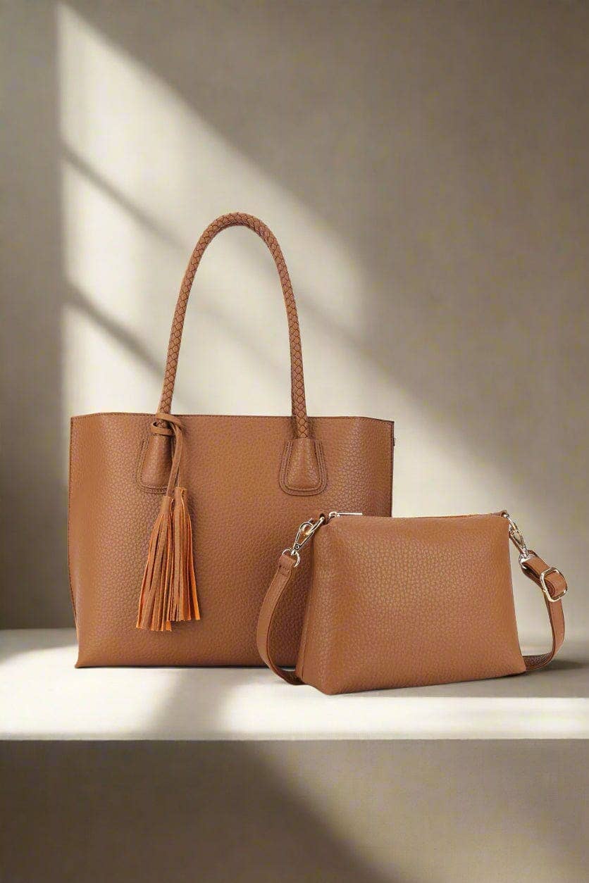 2 in 1 Tote and Crossbody Bag Set | Camel