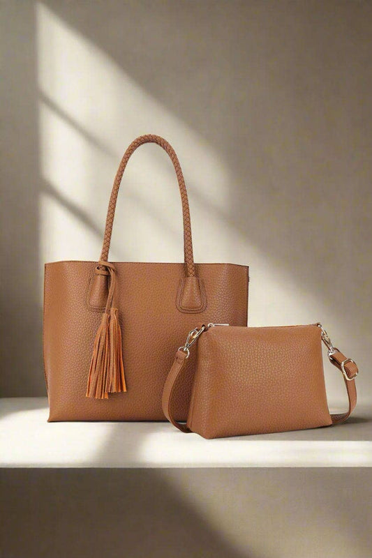 2 in 1 Tote and Crossbody Bag Set | Camel