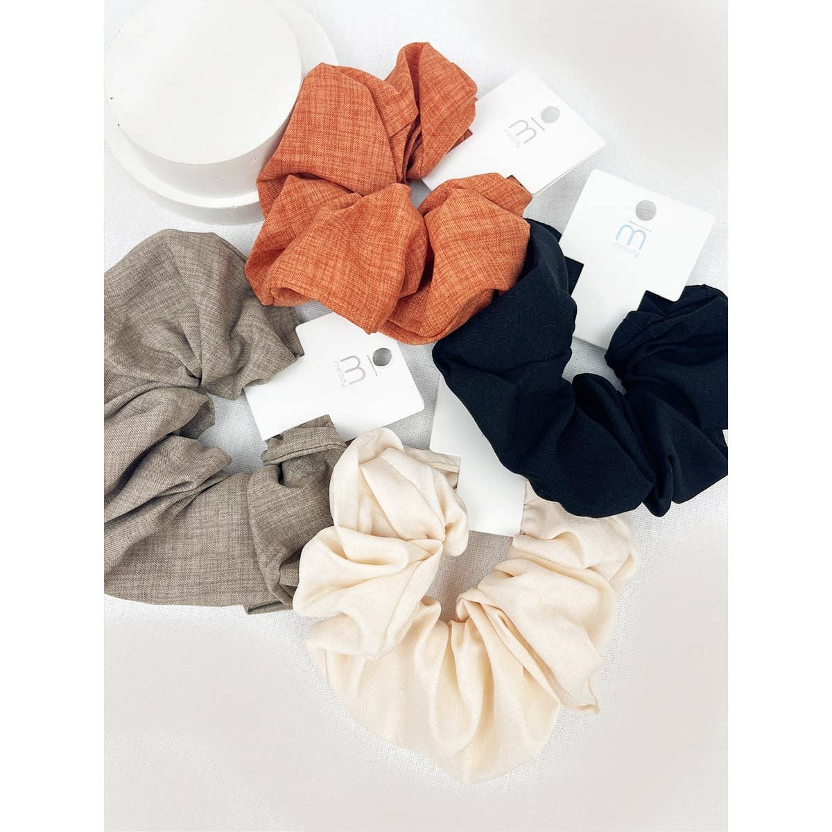 Soft Tone Linen Pattern Large Scrunchie
