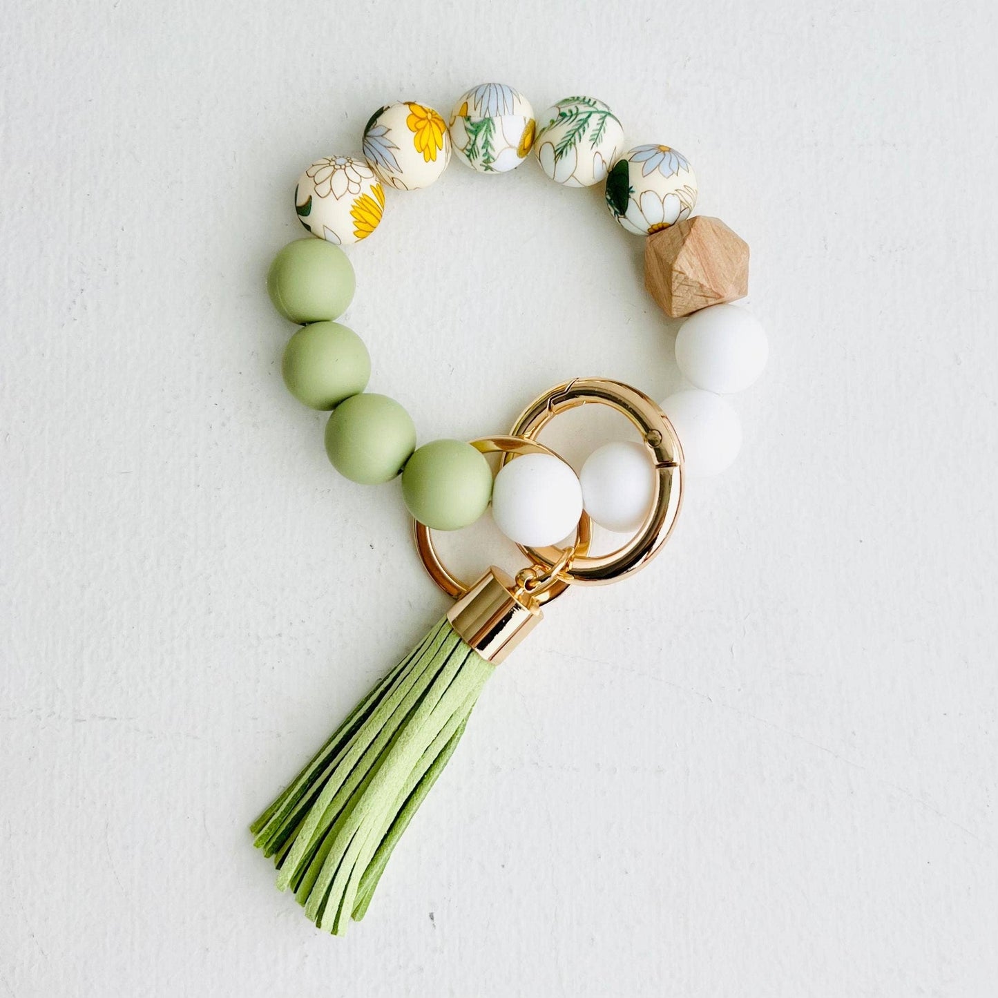 Bangle Keychain | Silicone Wristlet Key Ring | Bead Bracelet: Marble