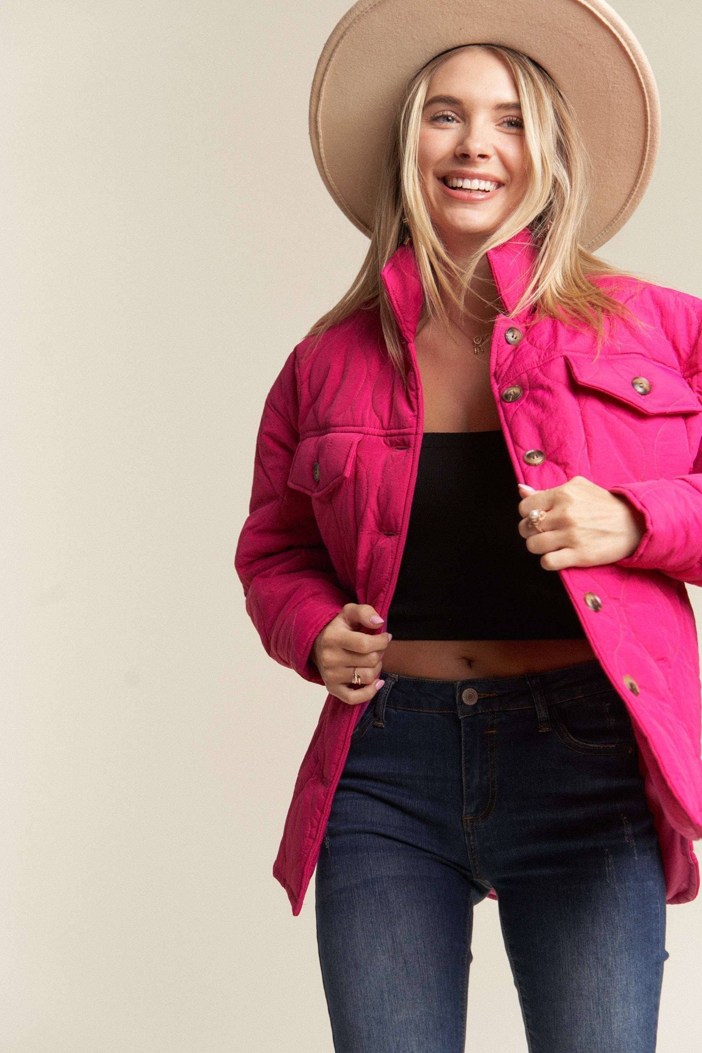 Kessa Plus Size Puffer Jacket | Light Mocha