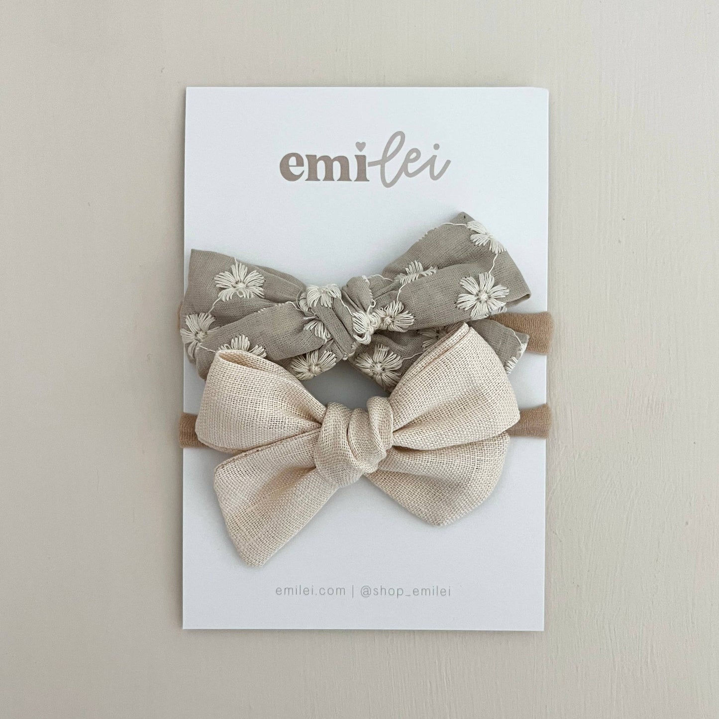 Nylon Stretchy Bow Headband Set | Sage Floral + Ivory