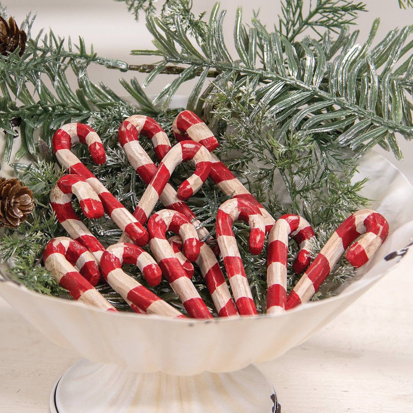 Carved Look Resin Antiqued Candy Canes | Set of 12 | 3"H