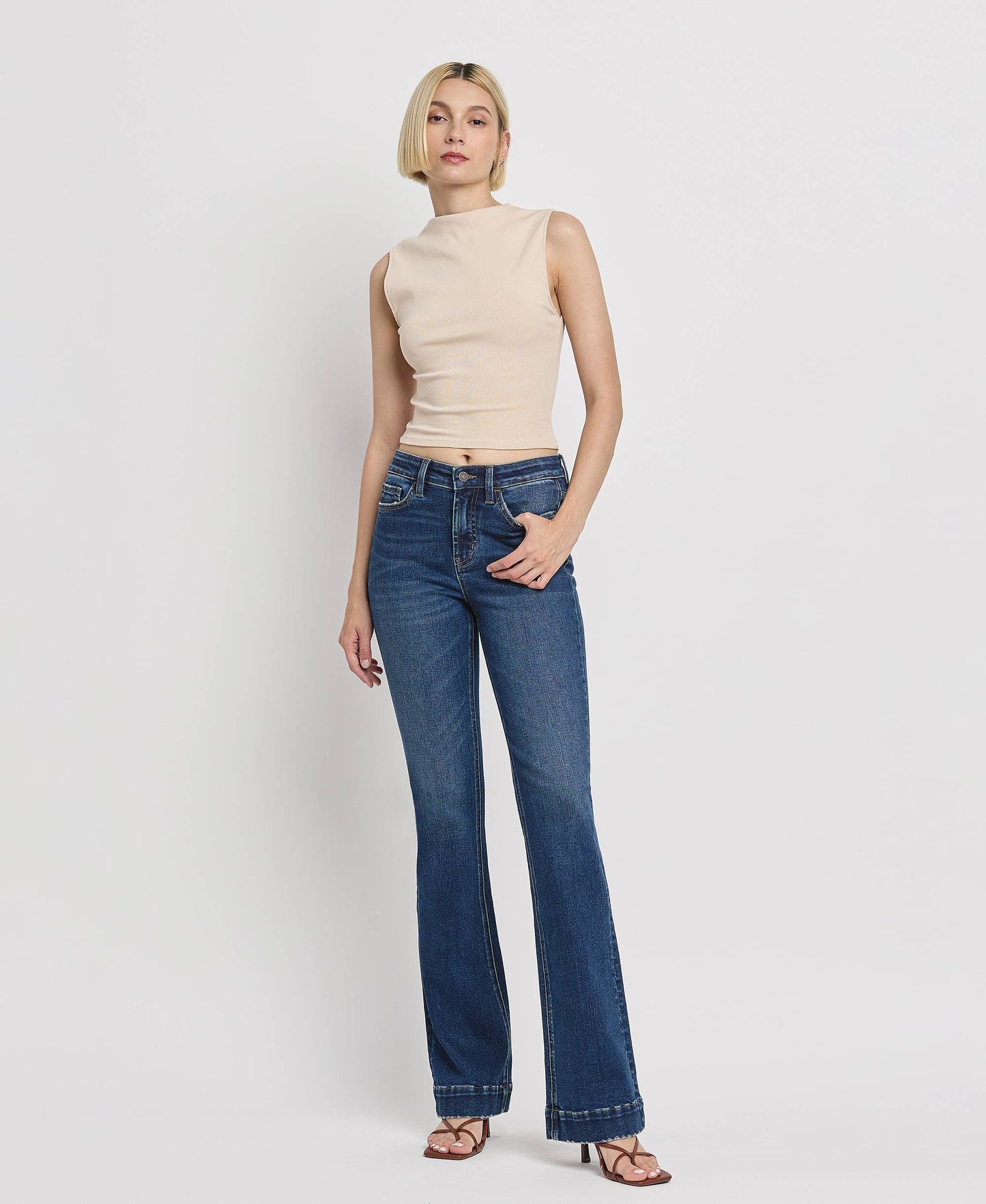 VERVET by Flying Monkey - High Rise Trouser Hem Bootcut Jeans