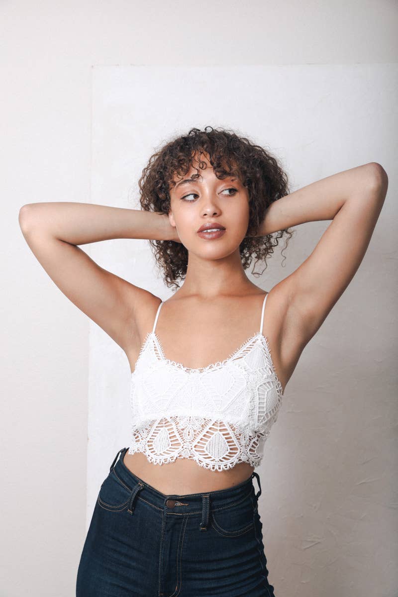 Vintage-Inspired Crochet Lace Overlay Bralette | Cinnamon