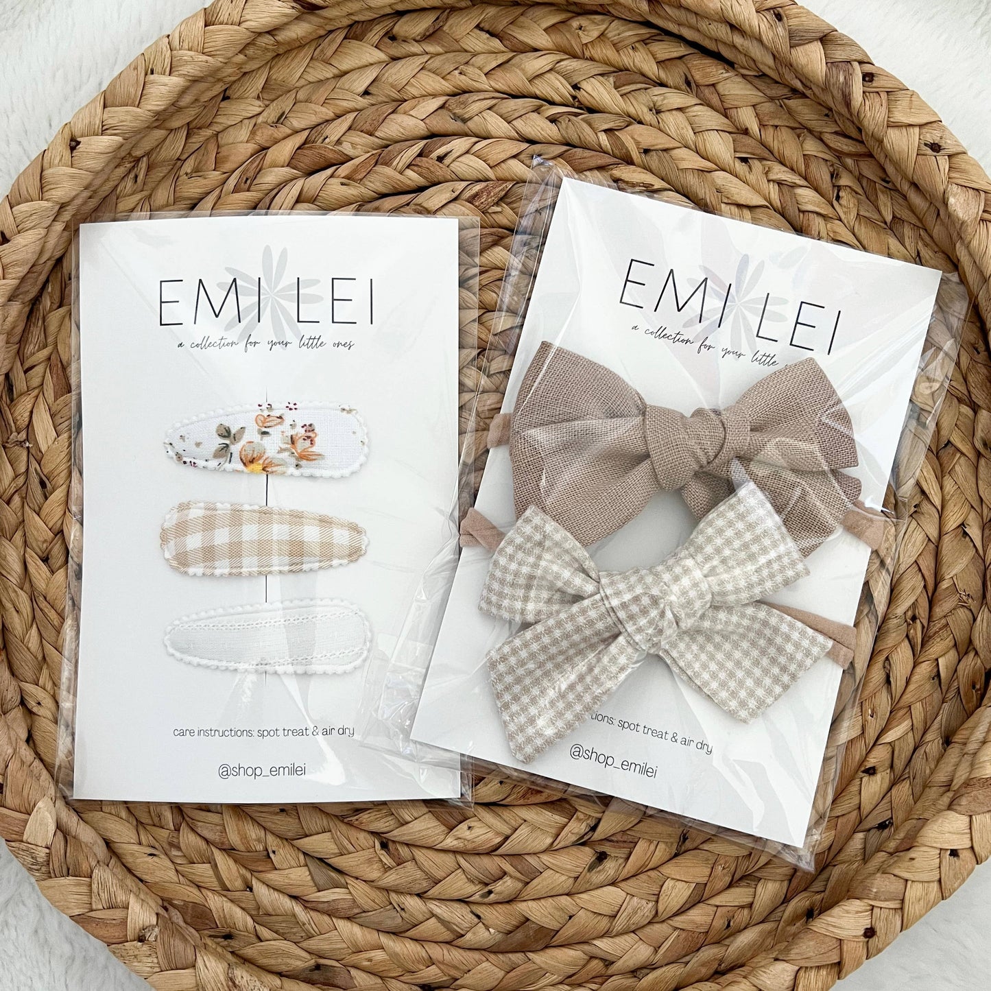 Nylon Stretchy Bow Headband Set | Dusty Blue + Smokey White