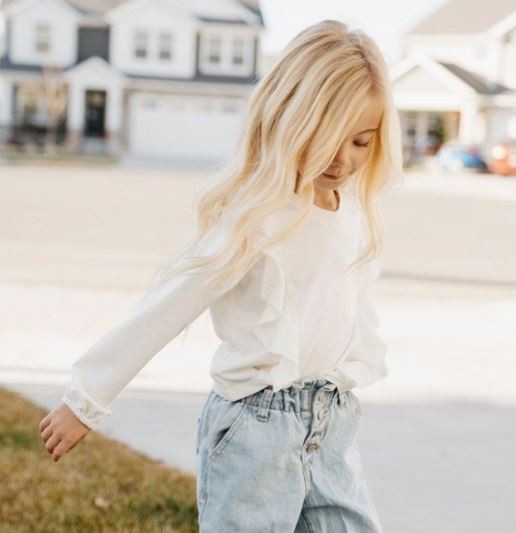 Emmelyn Long Sleeve Ruffle Top - White