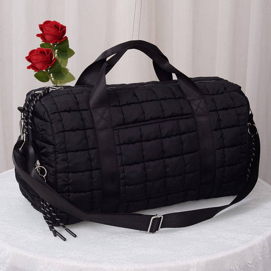 Quilted Puffer Weekender/Duffel Bag | Black