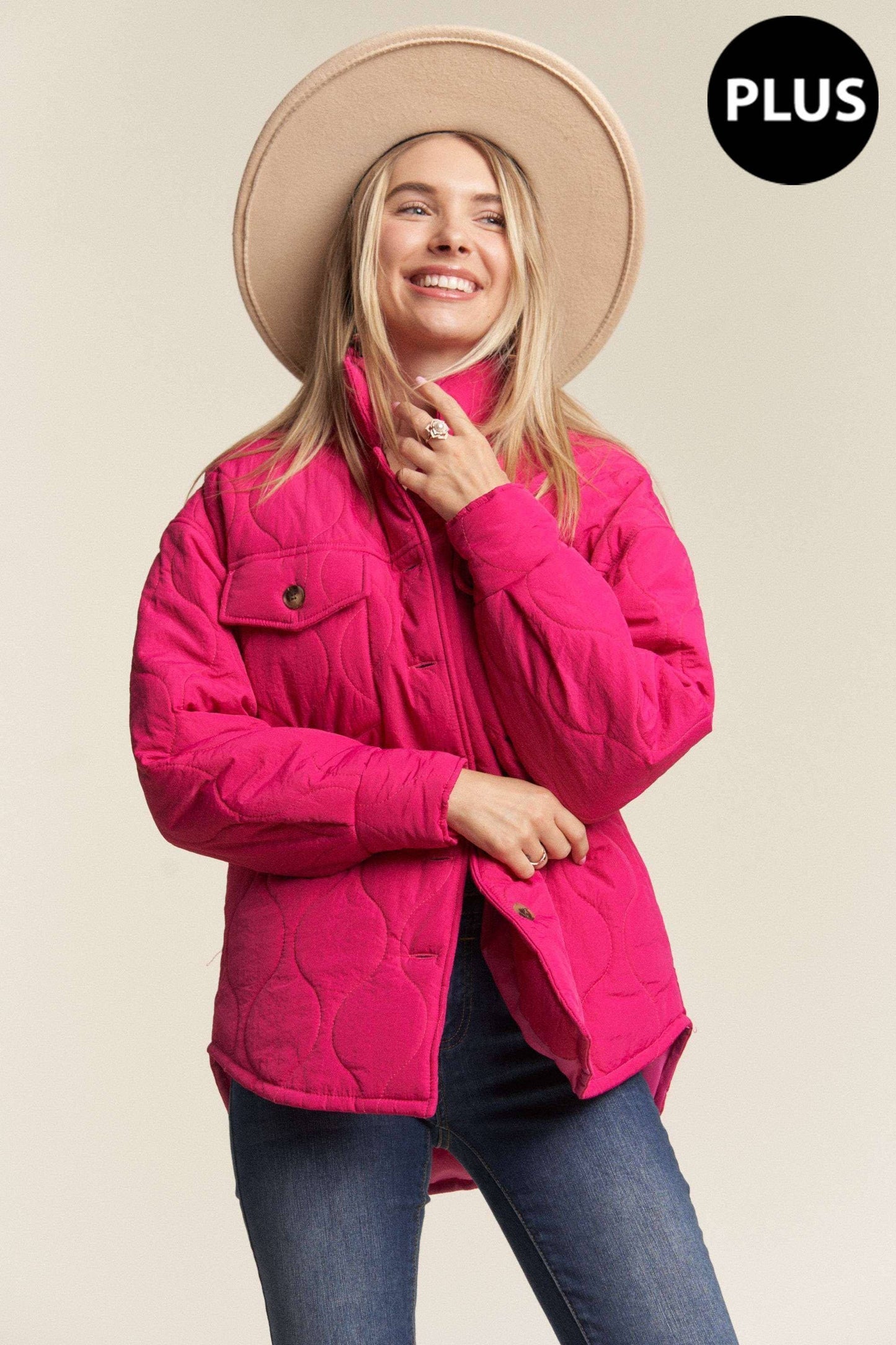 Kessa Plus Size Puffer Jacket | Light Mocha