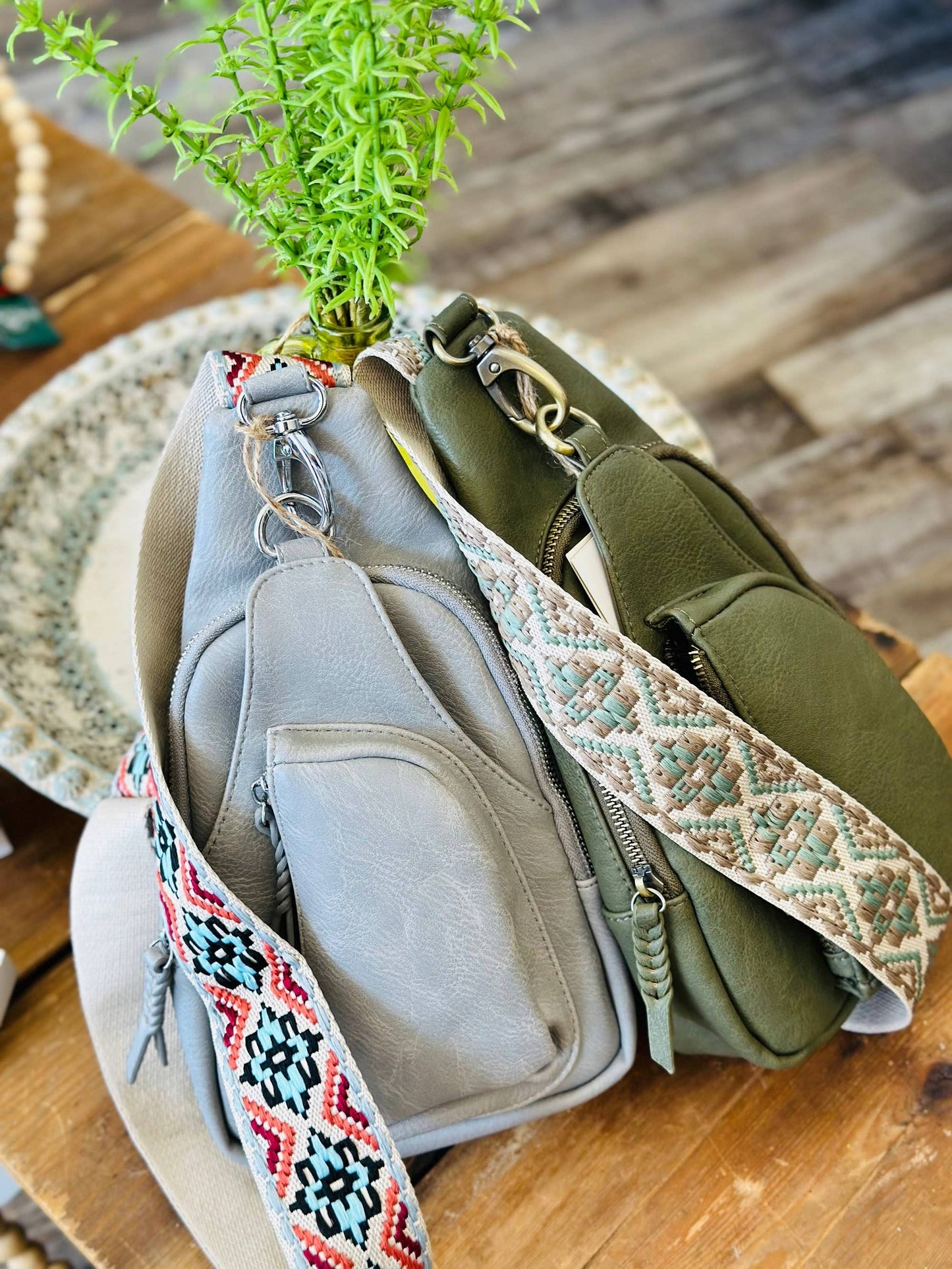 Zoey Boho Sling Bag with Guitar Strap | Tan