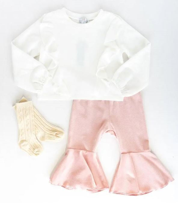 Emmelyn Long Sleeve Ruffle Top - White