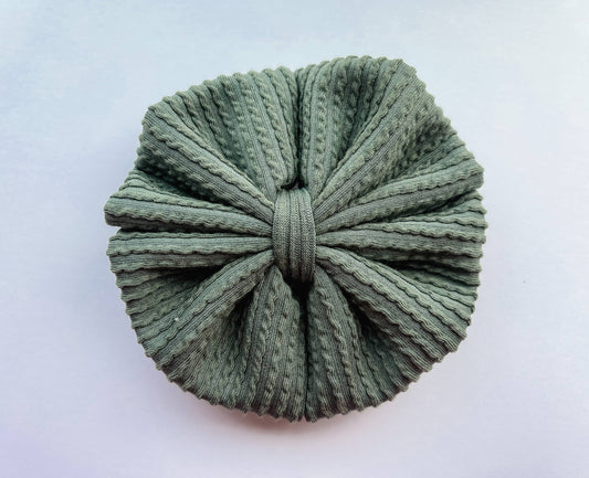 Neutral Messy Baby Bow Headband: Moss