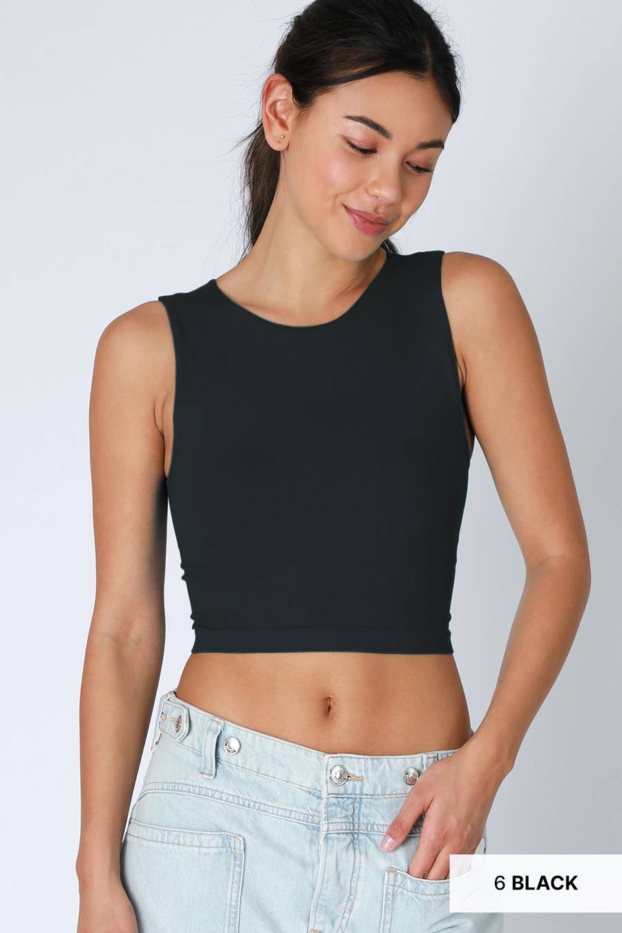 Clean Line Crew Neck Crop Top | Pistachio Cream