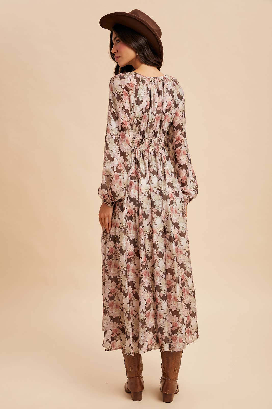 Eliana Floral Smocked Button Down Maxi Dress
