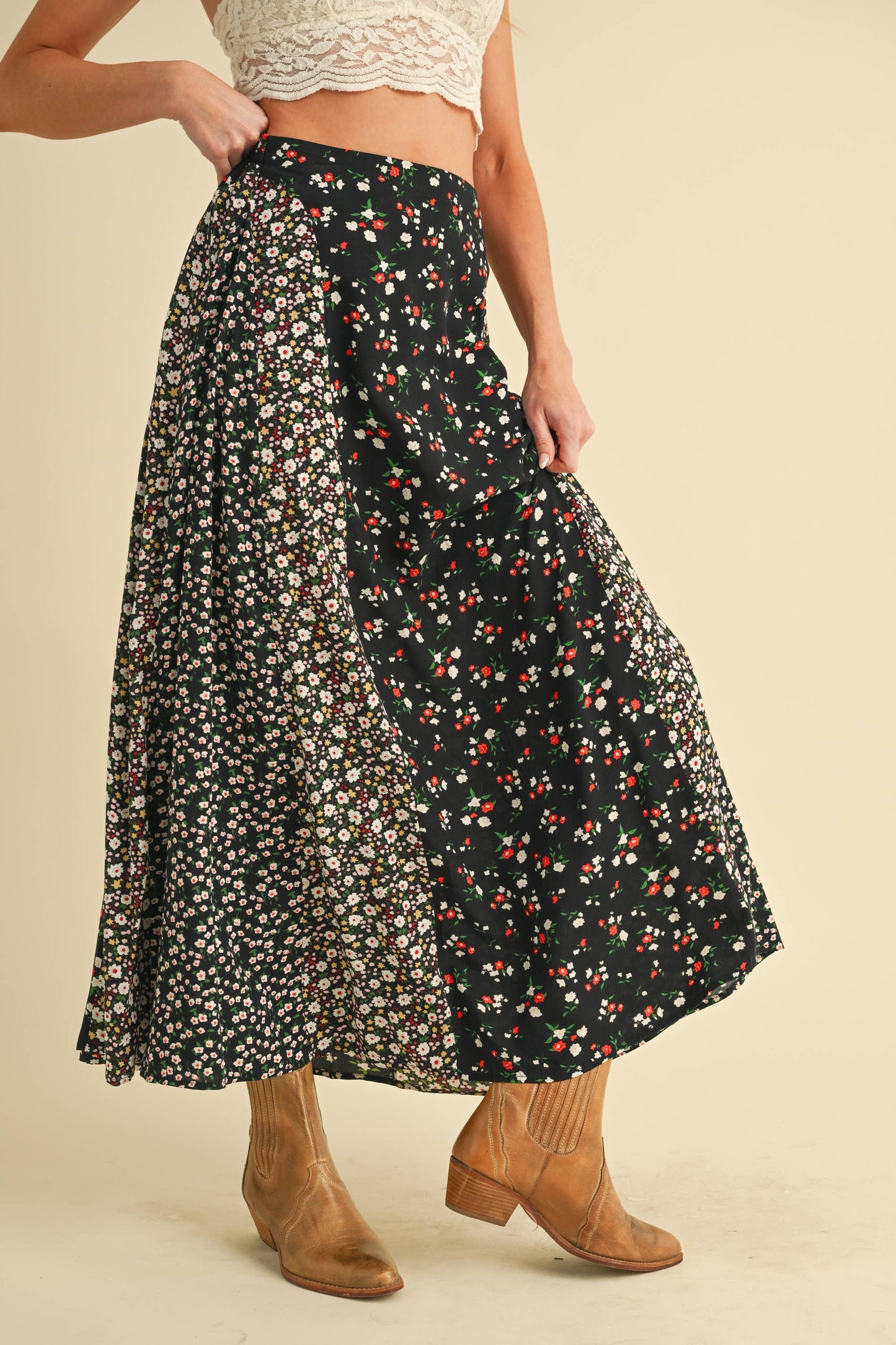 Melanie Skirt | Black Floral