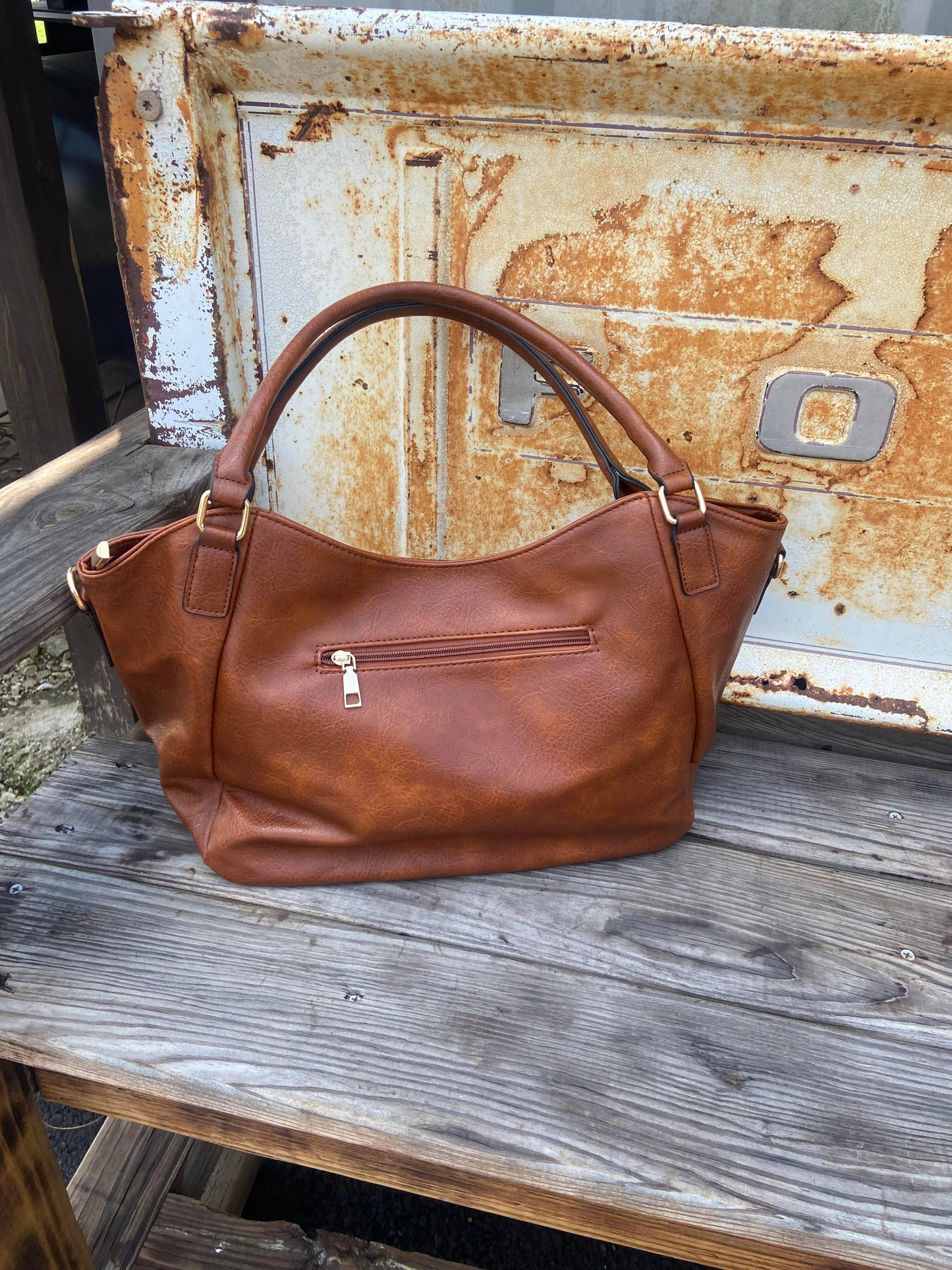 Melrose Cross Stitched Soft Leather Purse Tote