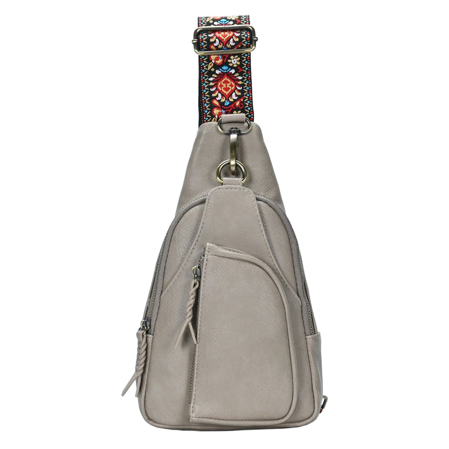 Zoey Boho Sling Bag with Guitar Strap | Tan