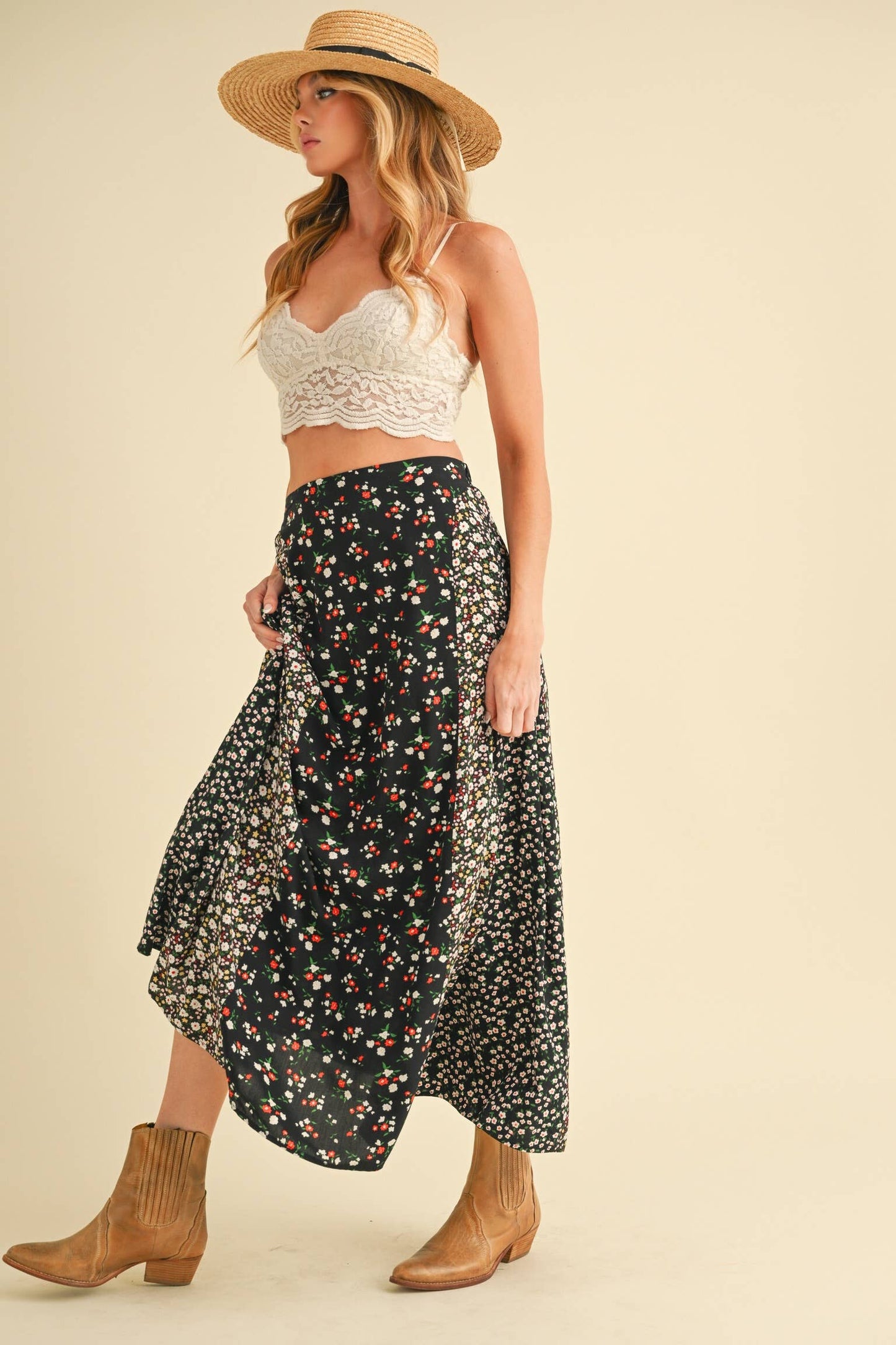 Melanie Skirt | Black Floral