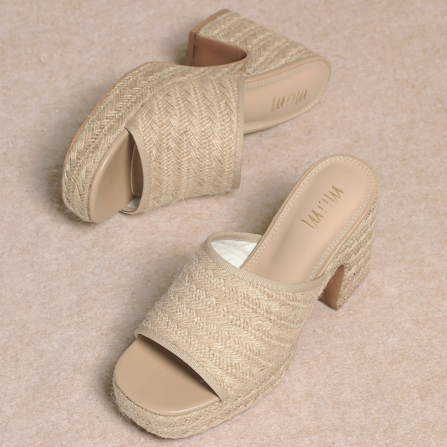 Amelia Platform Slide - Beige