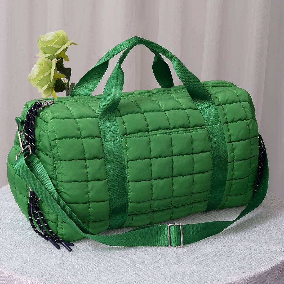 Quilted Puffer Weekender/Duffel Bag | Sage
