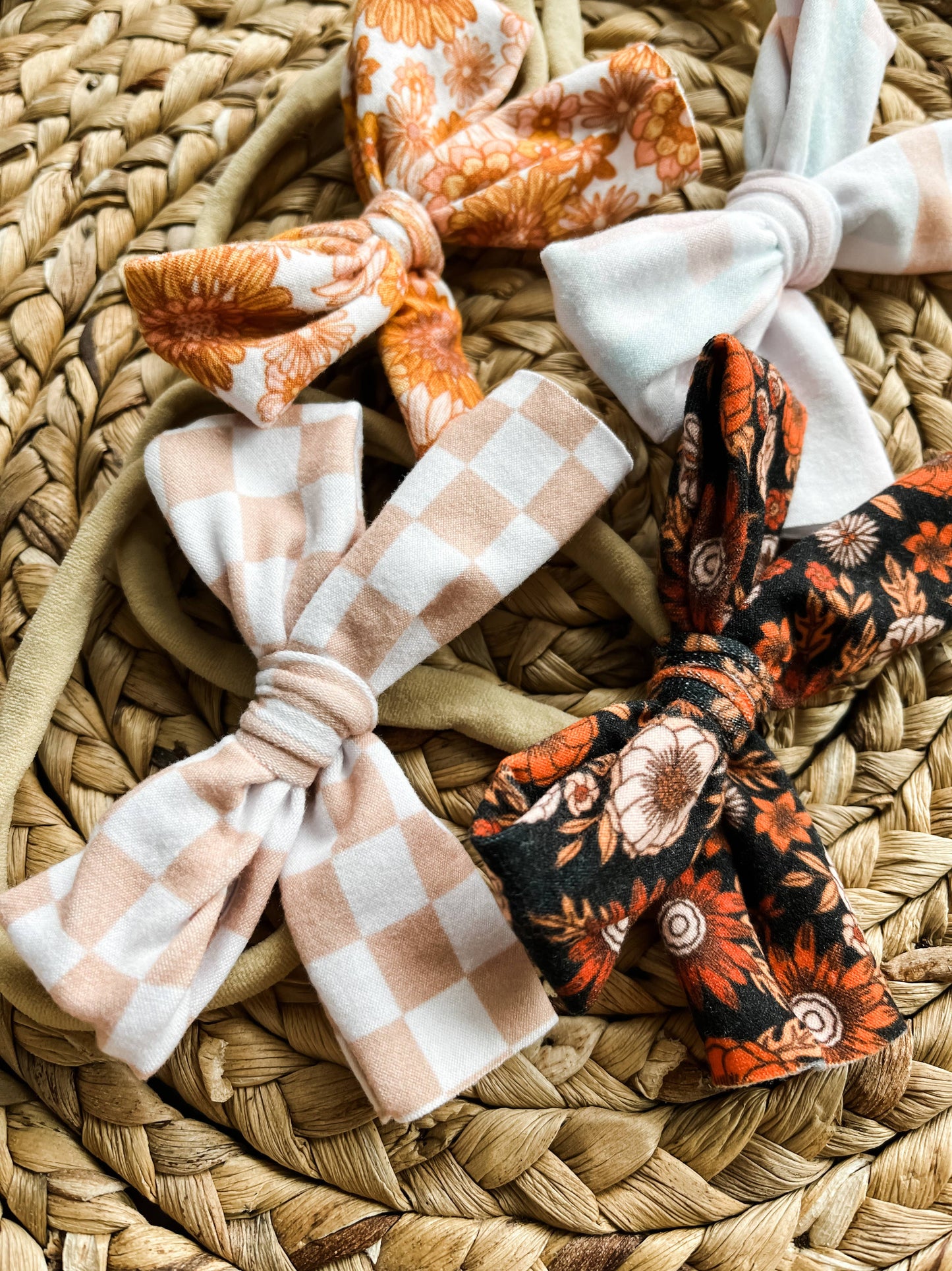 Simple Baby Bow Headbands: Checkerboard