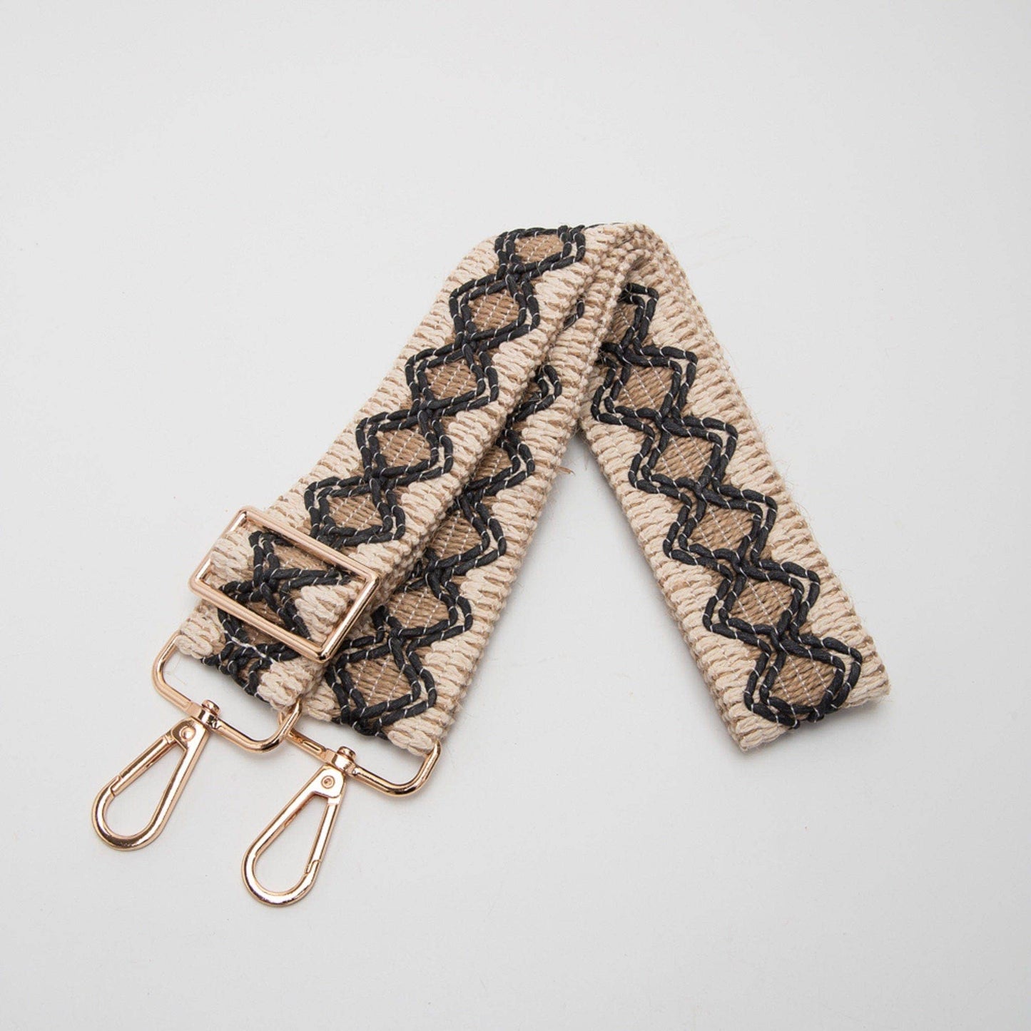 Wave Pattern Straw Guitar Strap | Beige Pink